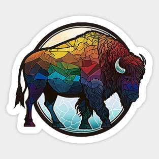 Buffalo Animal Portrait Stained Glass Wildlife Outdoors Adventure Sticker
